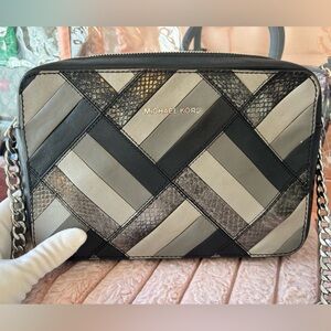 Michael Kors Jet Set marquetry patchwork Crossbody leather snakeskin